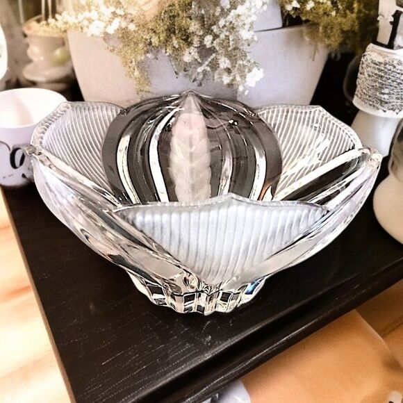 Imperlux Lead Crystal Bowl Dogwood Pattern Hand Cut Victorian Art Deco Style Vtg - Picture 16 of 16